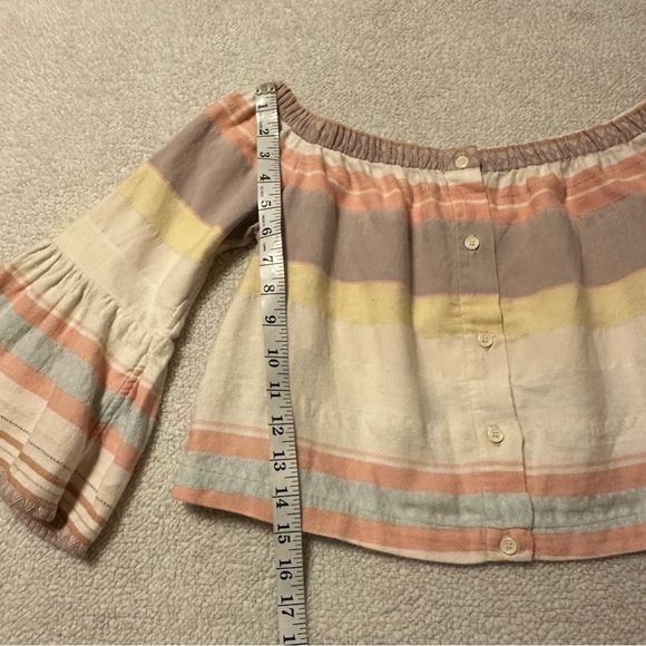 MOTHER Off the Shoulder Belle Top in Sweet Southern Trouble Pastel Stipe - Picture 5 of 13